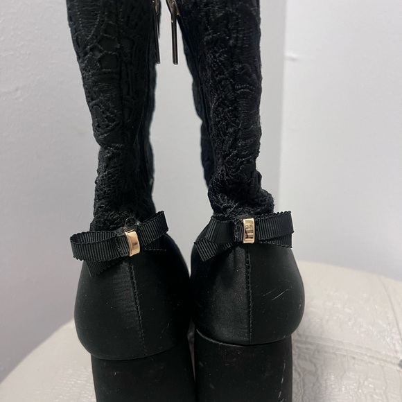 Nanette Lepore Linette Satin Lace Bow Boots Size 8 - Picture 2 of 9